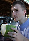 drinking coconut water
