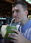 drinking coconut water