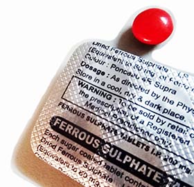 Ferrous sulphate tablets to treat iron deficiency anemia