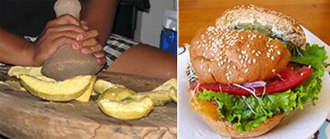 poi pounding- Hawaii and taro burger