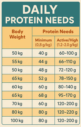 Daily protein needs chart