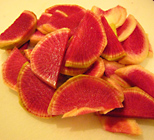 watermelon radish slices