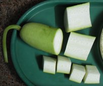 bottle gourd cut sections