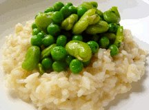 broad beans and peas risotto