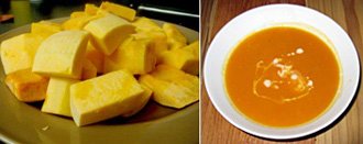 Butternut quash wedges and soup