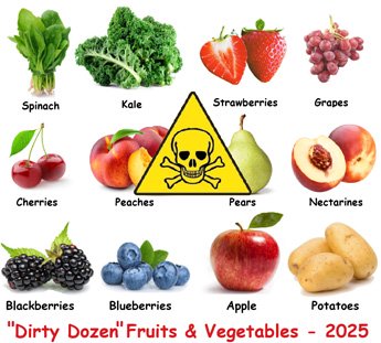 Dirty dozen fruits and vegetables list 2025