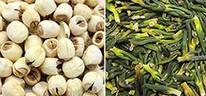 Dried seeds and green embryos (plumule)