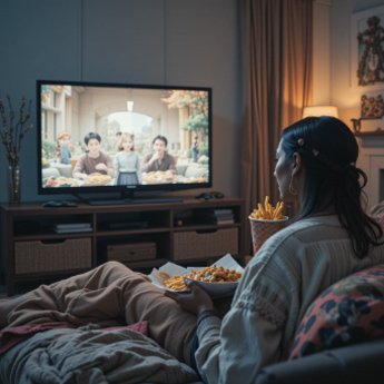 eating junk food while watching TV