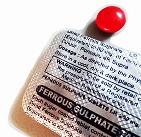 Ferrous sulphate tablets to treat iron deficiency anemia