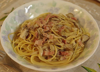 maitake bacon spaghetti recipe