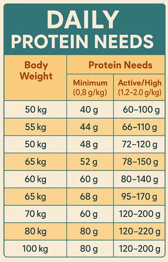 Daily protein needs chart