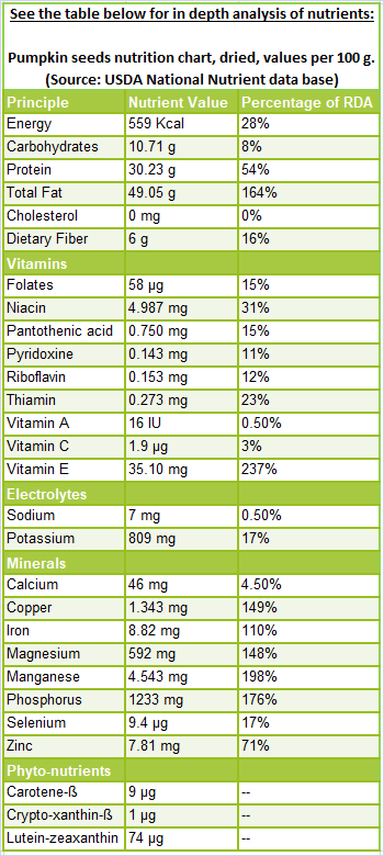 7 amazing Pumpkin seeds nutrition facts and health benefits