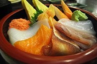 fresh wasabi-paste on sashimi