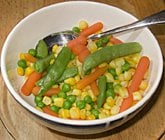 snap pea salad with green peas, carrot