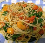 spaghetti-with-shallot-spinach-tomatoes