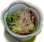 spring mix salad with mizuna lettuce and jicama