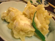 tempura-style lotus-root-with-camembert-cheese