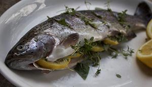 Brook trout baked